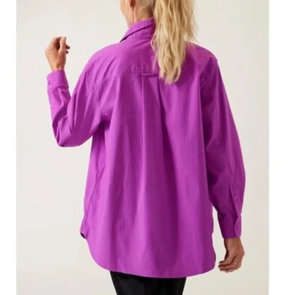 3X - ATHLETA - Oversized Poplin Top Button Athletic Shirt NEW $129 msrp - Picture 2 of 4